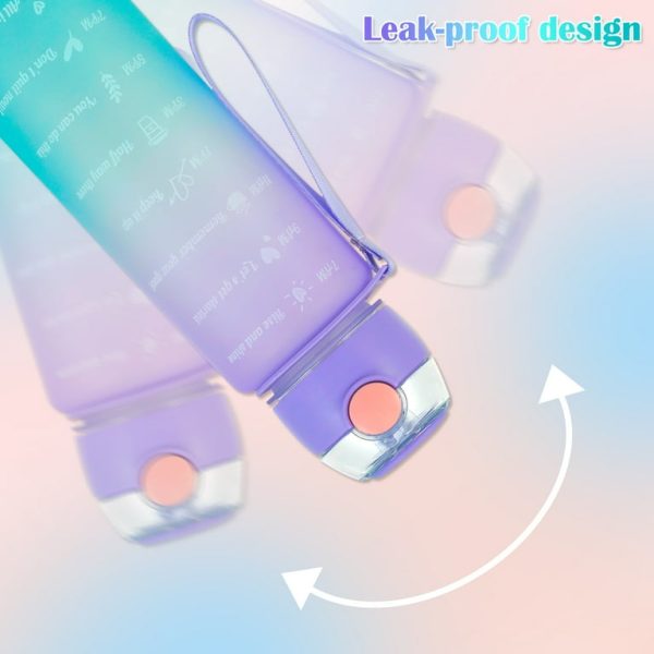 Sports Water Bottles 3 Pcs Set With Motivational Time Marker