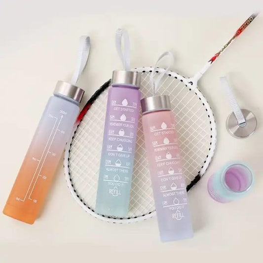 Sports Water Bottles 3 Pcs Set With Motivational Time Marker